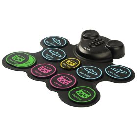 Electric Drum Set 9-Pad with Headphone Jack Pedals Built-in Speakers for Kids