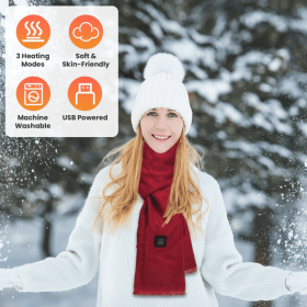 Heated Neck Wrap Warm Heated Scarf, USB Powered with 3 Temperature Modes ,Soft Skin-Friendly Washable Scarf for Winter Camping/Fishing