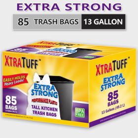 85 Bags 13 Gallon Disposable Large Garbage Puncture Tear Resistant Trash Bags, 33 Gallon Capacity, Large Multipurpose Cleaning Supplies For Indus