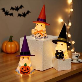 Halloween Decorations Indoor,3Pcs Cute Spooky Ceramic Ghost Halloween Decorations,Ghost Figurines with Hats - Adorable Tabletop Decor for Mantel,