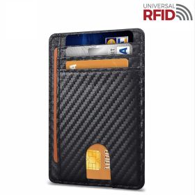 Mens Leather Slim Wallet Credit Card Holder RFID Blocking Pocket ID Money PU USA (Pattern: Carbon Fiber Black)