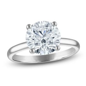 3.50 CTW Round Lab-Grown Diamond Solitaire Engagement Ring in 14K White Gold (F/VS, AGI Certified) (size: 8.5)