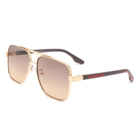 Square Brow-Bar Gradient Sunglasses (Color: Peach)