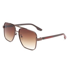 Square Brow-Bar Gradient Sunglasses (Color: Brown)