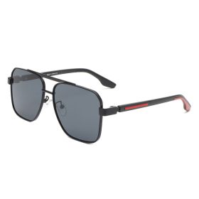 Square Brow-Bar Gradient Sunglasses (Color: Black)
