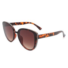 Women Rhinestone Fashion Cat Eye Sunglasses (Color: Tortoise)