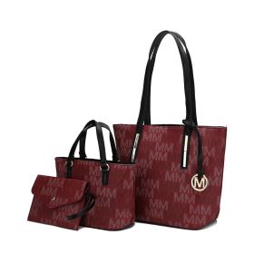 MKF Collection Aylet M Tote with Mini Handbag and Wristlet Pouch by Mia k (Material: Polycarbonate, Color: Burgundy)