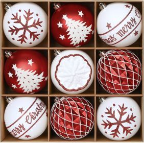 100MM/4 Inch 9PCS Large Christmas Balls Ornaments (Color: )