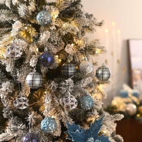 Ornaments for Christmas Trees, 16ct 2.36 Inches White and Silver Shatterproof Christmas Tree Decorations (Color: Navy Blue Silver)