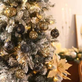 Ornaments for Christmas Trees, 16ct 2.36 Inches White and Silver Shatterproof Christmas Tree Decorations (Color: Black Gold)