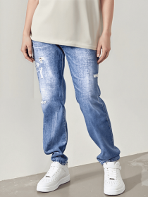 Womens Straight Leg Jeans Button Down Low Rise Ripped Jeans Plus Size Boyfriend Distressed Denim Pants with Pockets (size: M)