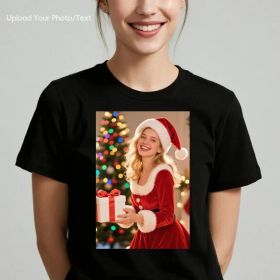 Personalized Photo T-Shirt Custom Design 230g Cotton Short Sleeve Photo Upload Wedding Men & Women All Sizes - (Must upload the image) (size: L)