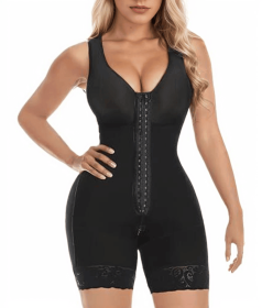 Fajas Colombianas Shapewear for Women Tummy Control Post Surgery Full Body Shaper Butt Lifter with Zipper Crotch skimsbodysuits solleonnewfajascu (Color: Black, size: S)
